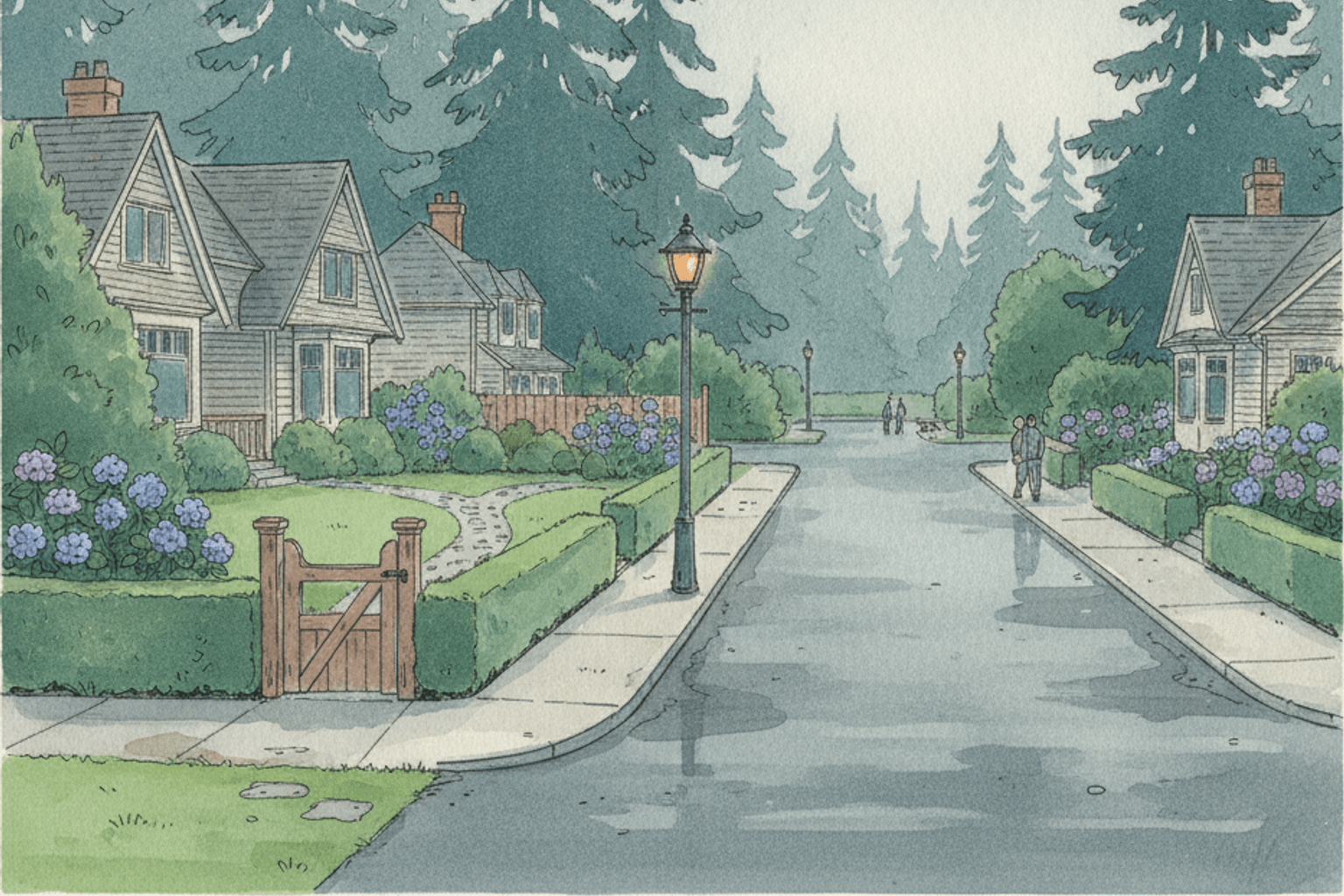 An editorial illustration of a deer in an Oak Bay garden